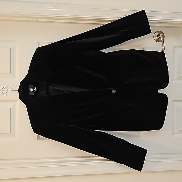 Vintage Hunt Club Office Wear Business Casual Black Velvet Blazer Jacket, 10 - Picture 7 of 8